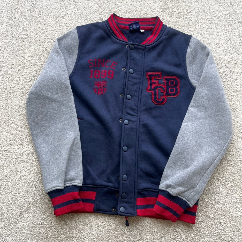 FCBarcelona Varsity Jacket with Red Accents